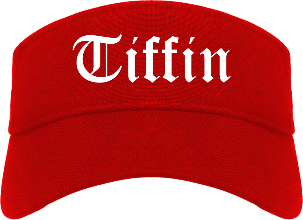 Tiffin Ohio OH Old English Mens Visor Cap Hat Red