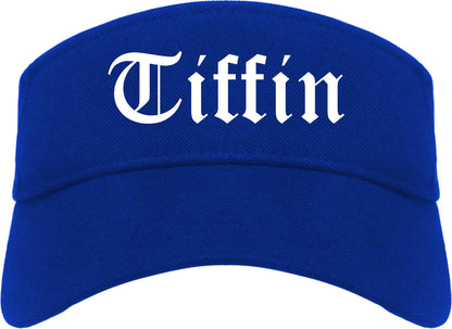 Tiffin Ohio OH Old English Mens Visor Cap Hat Royal Blue