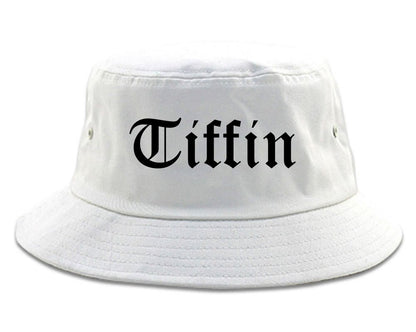 Tiffin Ohio OH Old English Mens Bucket Hat White