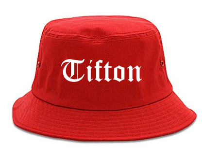Tifton Georgia GA Old English Mens Bucket Hat Red