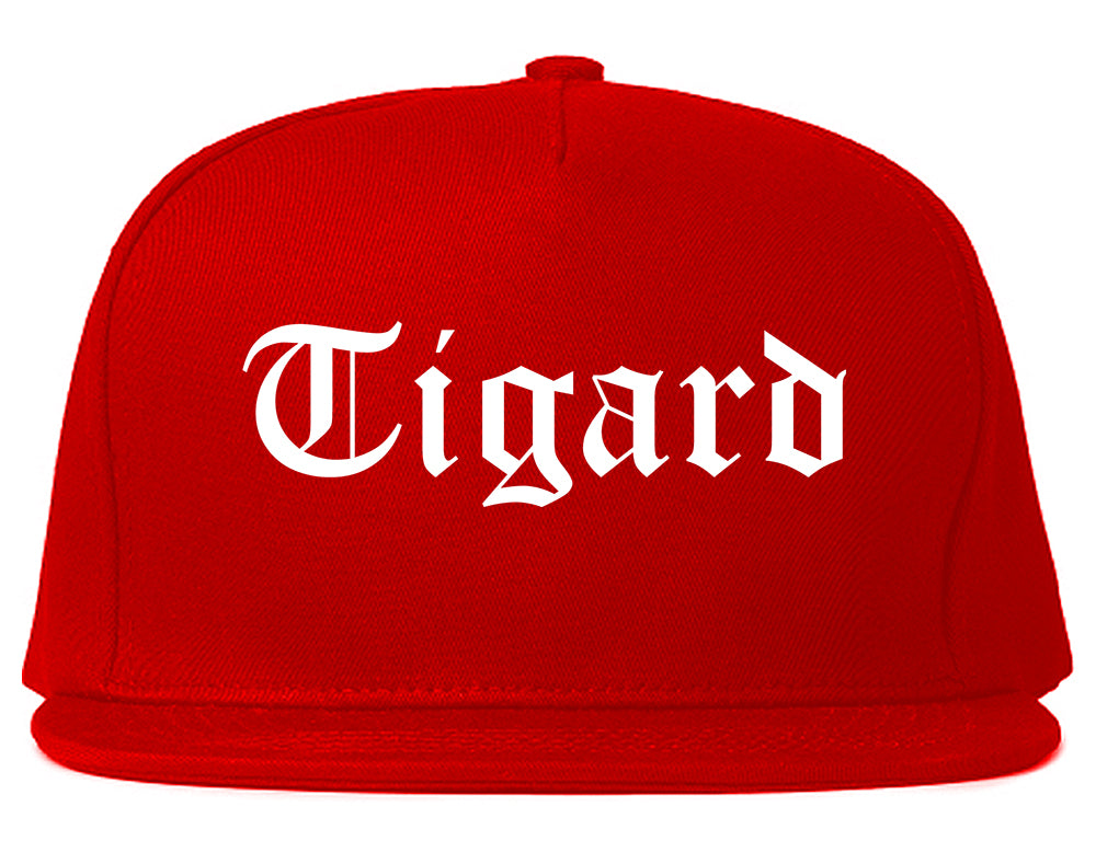 Tigard Oregon OR Old English Mens Snapback Hat Red