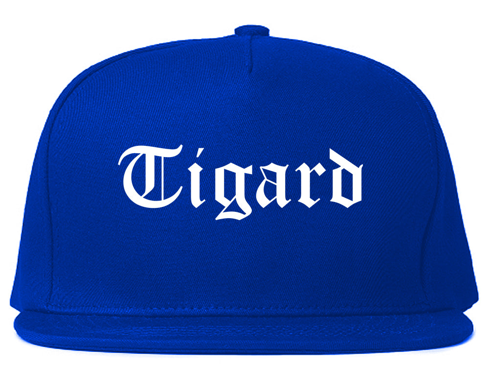Tigard Oregon OR Old English Mens Snapback Hat Royal Blue