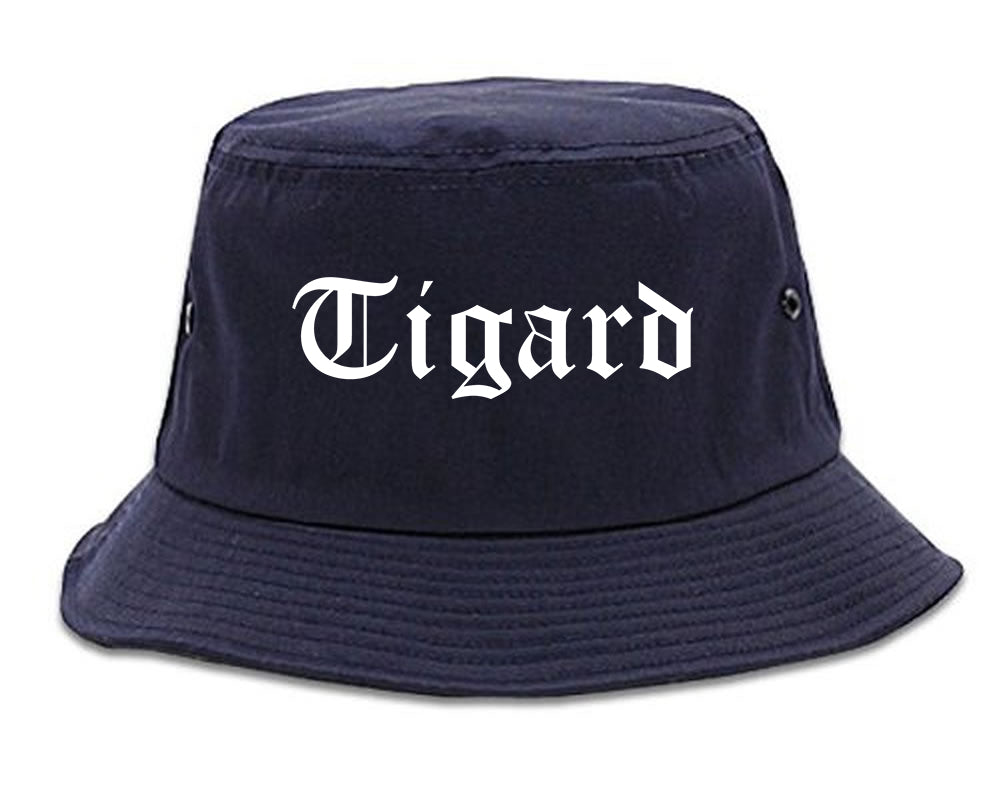 Tigard Oregon OR Old English Mens Bucket Hat Navy Blue
