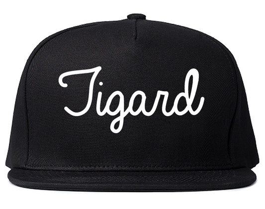 Tigard Oregon OR Script Mens Snapback Hat Black