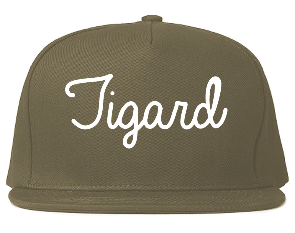 Tigard Oregon OR Script Mens Snapback Hat Grey