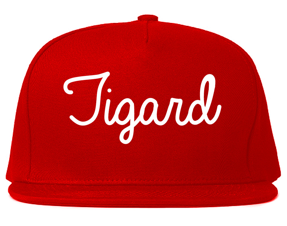 Tigard Oregon OR Script Mens Snapback Hat Red