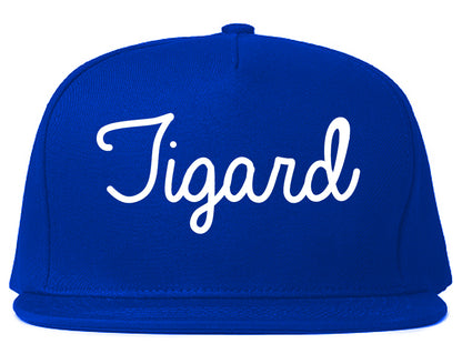 Tigard Oregon OR Script Mens Snapback Hat Royal Blue