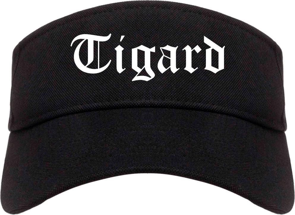 Tigard Oregon OR Old English Mens Visor Cap Hat Black