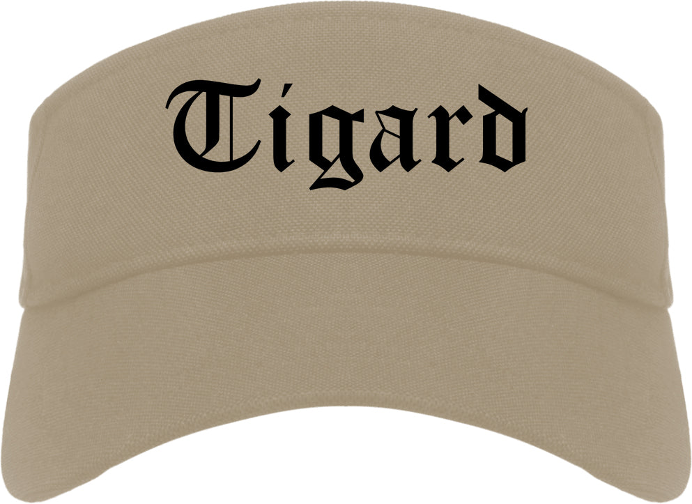 Tigard Oregon OR Old English Mens Visor Cap Hat Khaki