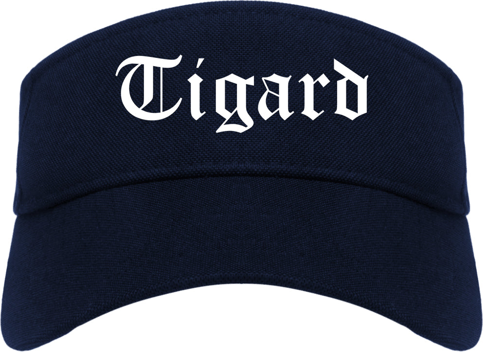 Tigard Oregon OR Old English Mens Visor Cap Hat Navy Blue