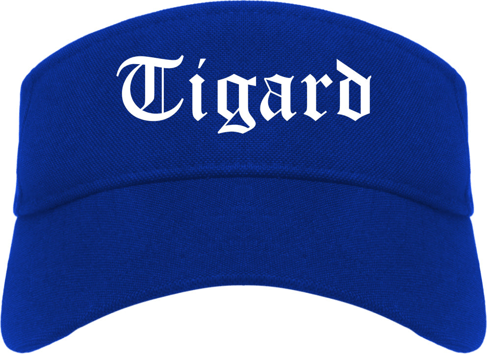 Tigard Oregon OR Old English Mens Visor Cap Hat Royal Blue