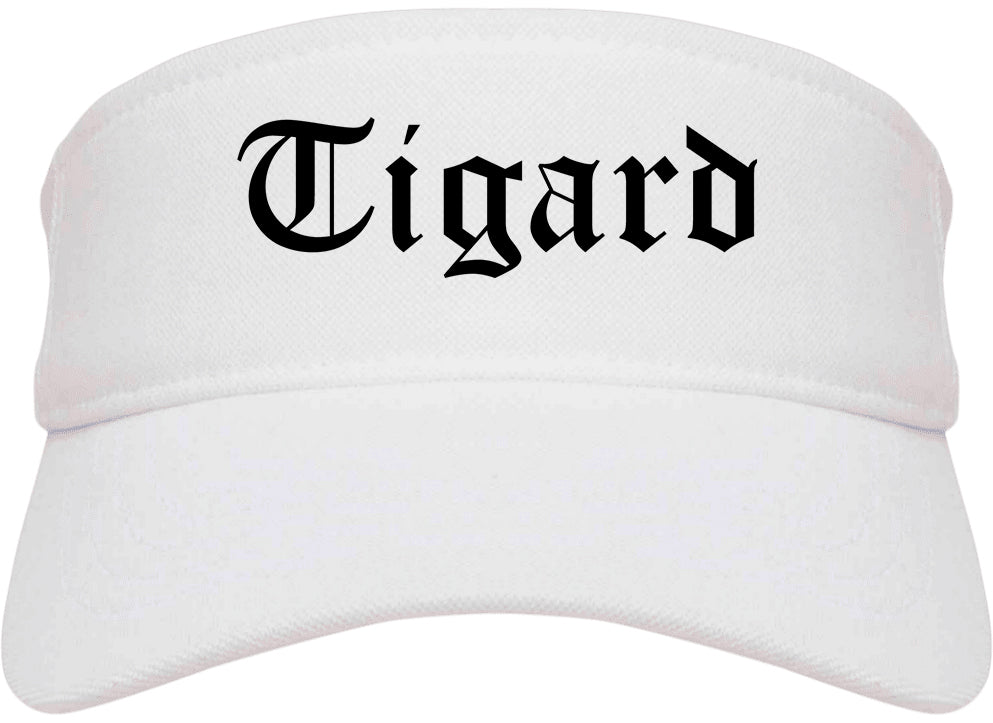 Tigard Oregon OR Old English Mens Visor Cap Hat White