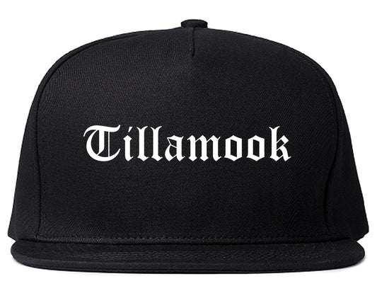 Tillamook Oregon OR Old English Mens Snapback Hat Black