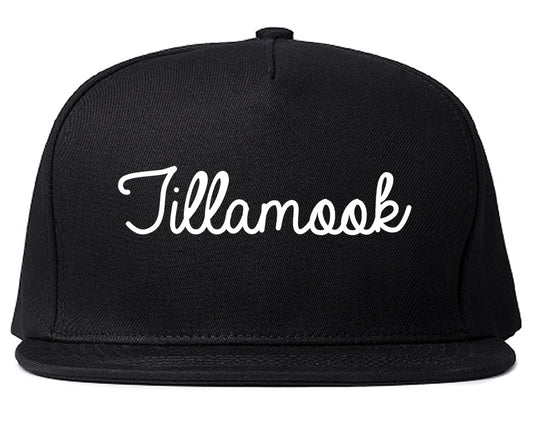 Tillamook Oregon OR Script Mens Snapback Hat Black