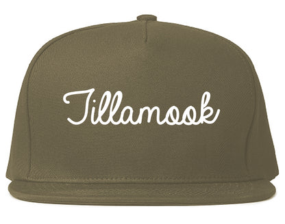 Tillamook Oregon OR Script Mens Snapback Hat Grey