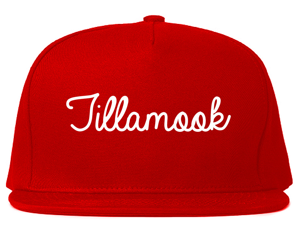 Tillamook Oregon OR Script Mens Snapback Hat Red