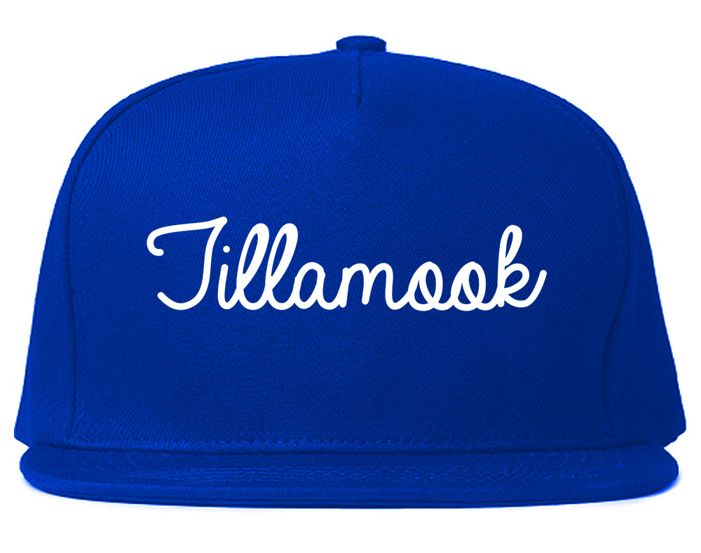 Tillamook Oregon OR Script Mens Snapback Hat Royal Blue