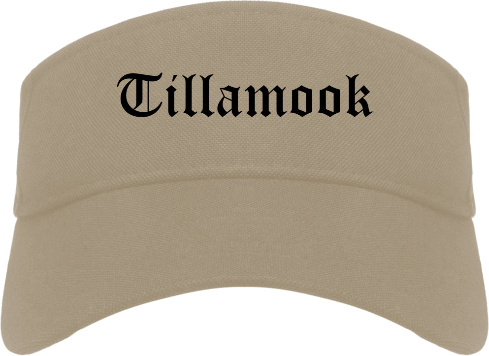 Tillamook Oregon OR Old English Mens Visor Cap Hat Khaki