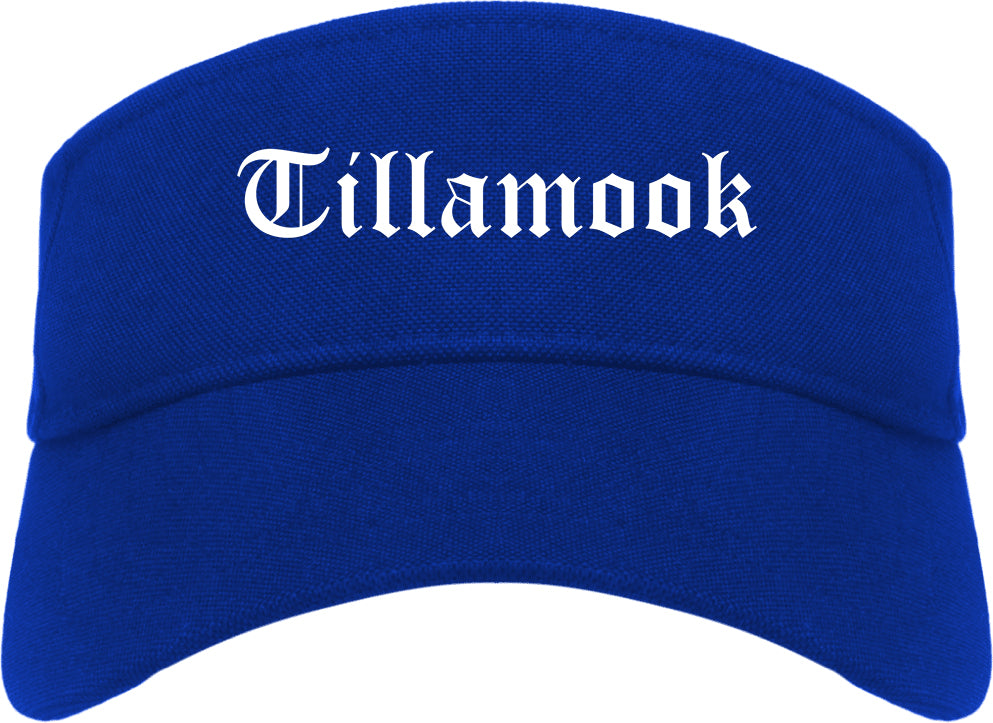 Tillamook Oregon OR Old English Mens Visor Cap Hat Royal Blue