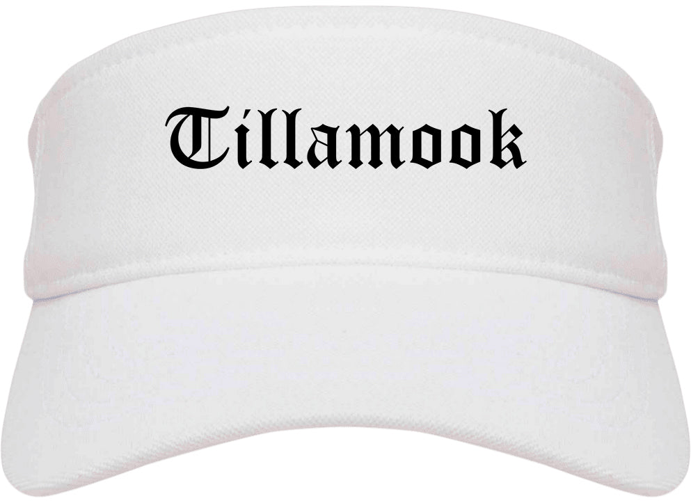 Tillamook Oregon OR Old English Mens Visor Cap Hat White