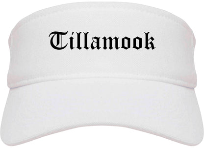 Tillamook Oregon OR Old English Mens Visor Cap Hat White