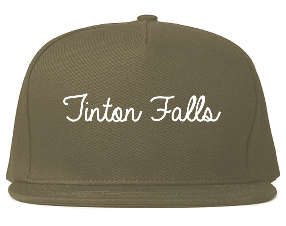 Tinton Falls New Jersey NJ Script Mens Snapback Hat Grey