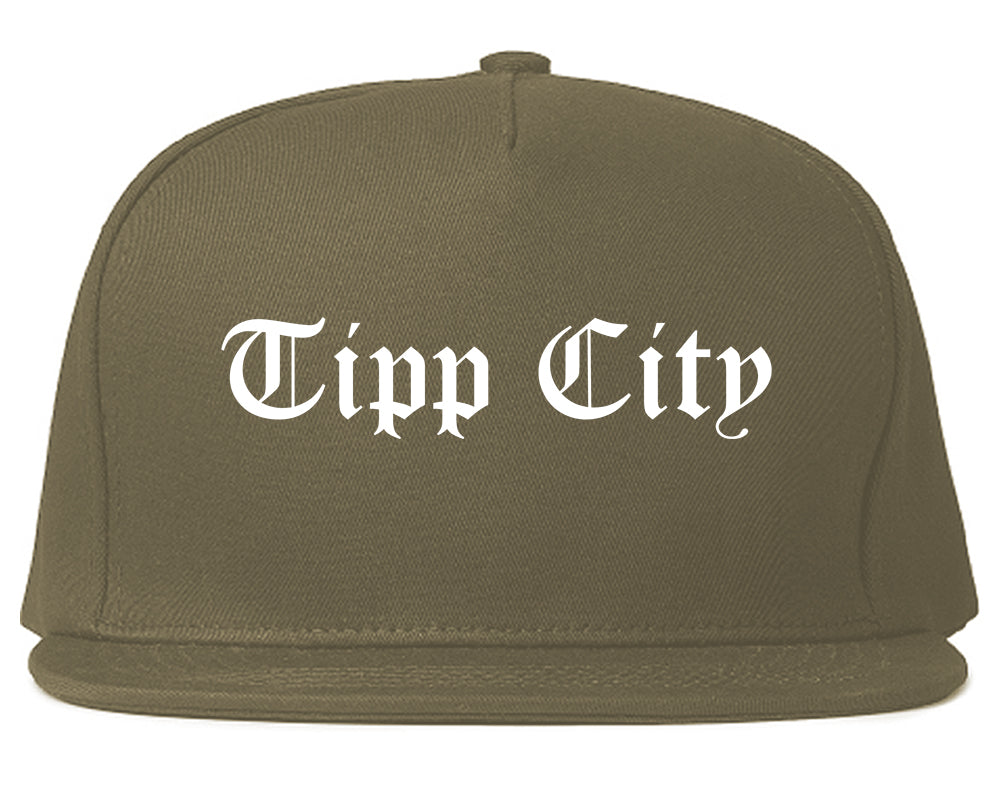 Tipp City Ohio OH Old English Mens Snapback Hat Grey