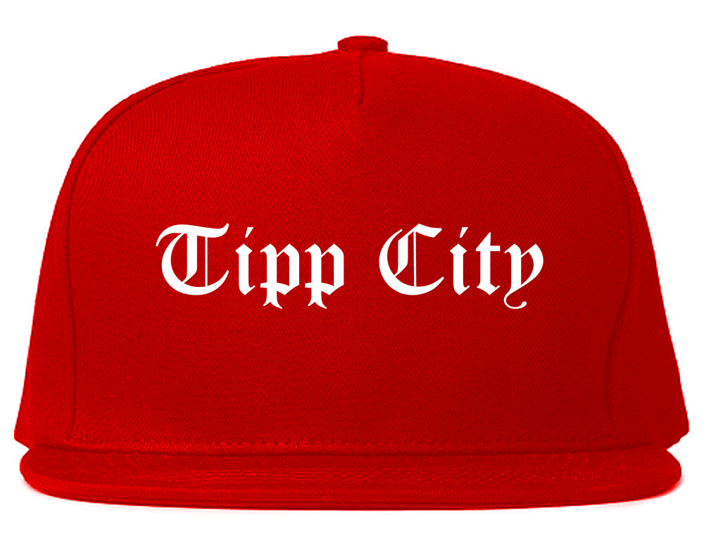 Tipp City Ohio OH Old English Mens Snapback Hat Red