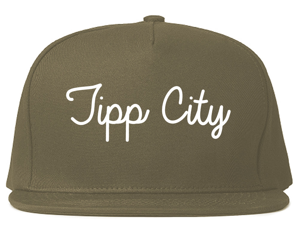 Tipp City Ohio OH Script Mens Snapback Hat Grey