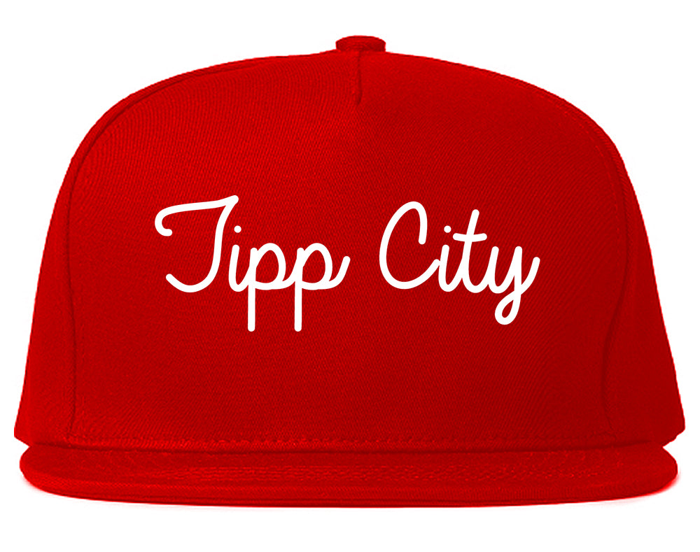 Tipp City Ohio OH Script Mens Snapback Hat Red