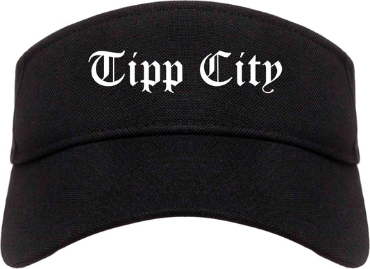 Tipp City Ohio OH Old English Mens Visor Cap Hat Black