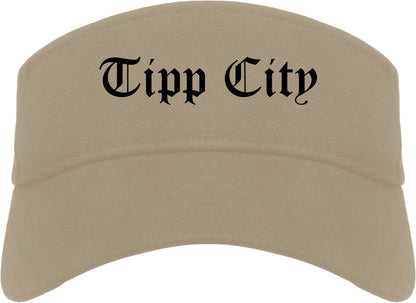 Tipp City Ohio OH Old English Mens Visor Cap Hat Khaki