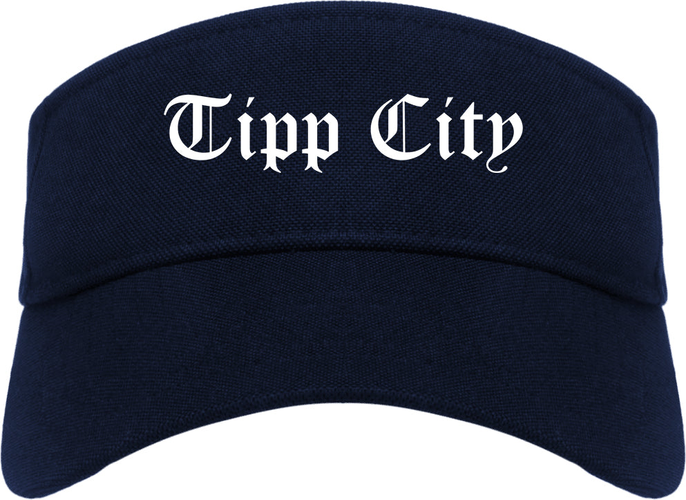 Tipp City Ohio OH Old English Mens Visor Cap Hat Navy Blue