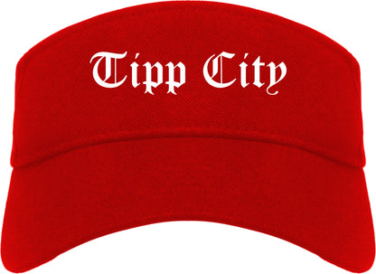 Tipp City Ohio OH Old English Mens Visor Cap Hat Red