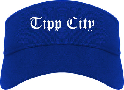 Tipp City Ohio OH Old English Mens Visor Cap Hat Royal Blue