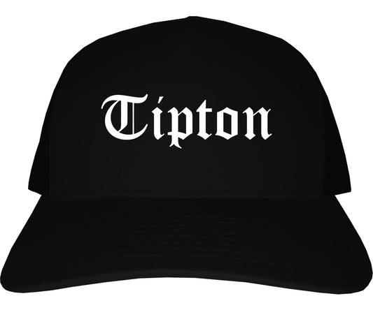 Tipton Indiana IN Old English Mens Trucker Hat Cap Black