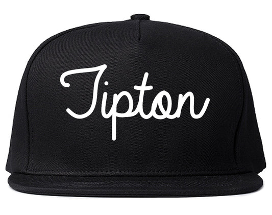 Tipton Indiana IN Script Mens Snapback Hat Black