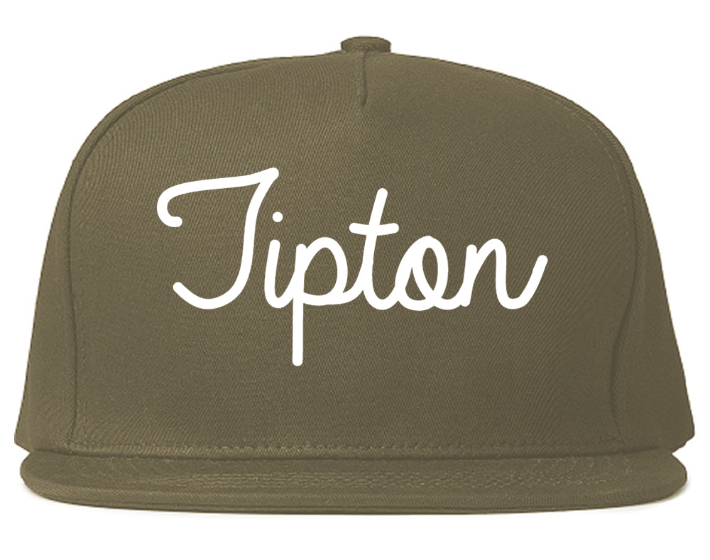 Tipton Indiana IN Script Mens Snapback Hat Grey