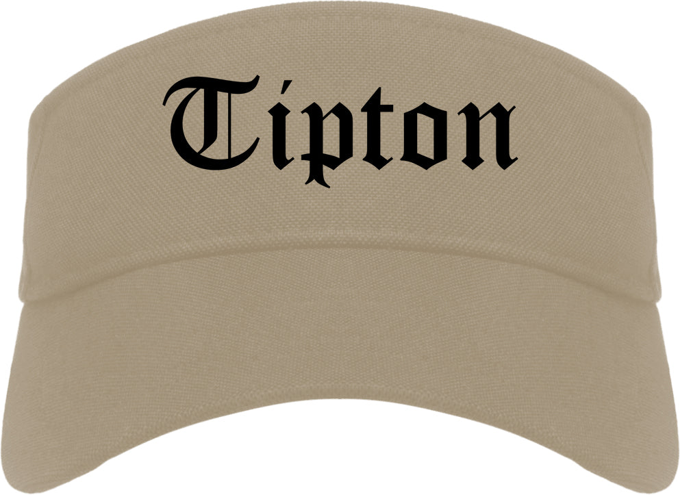 Tipton Indiana IN Old English Mens Visor Cap Hat Khaki