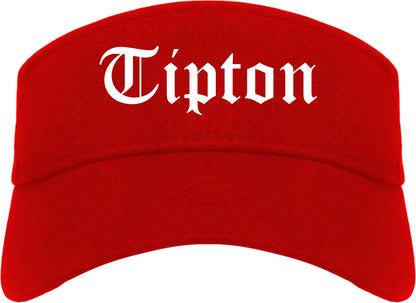 Tipton Indiana IN Old English Mens Visor Cap Hat Red