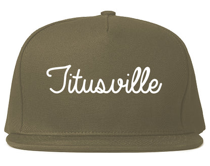 Titusville Florida FL Script Mens Snapback Hat Grey