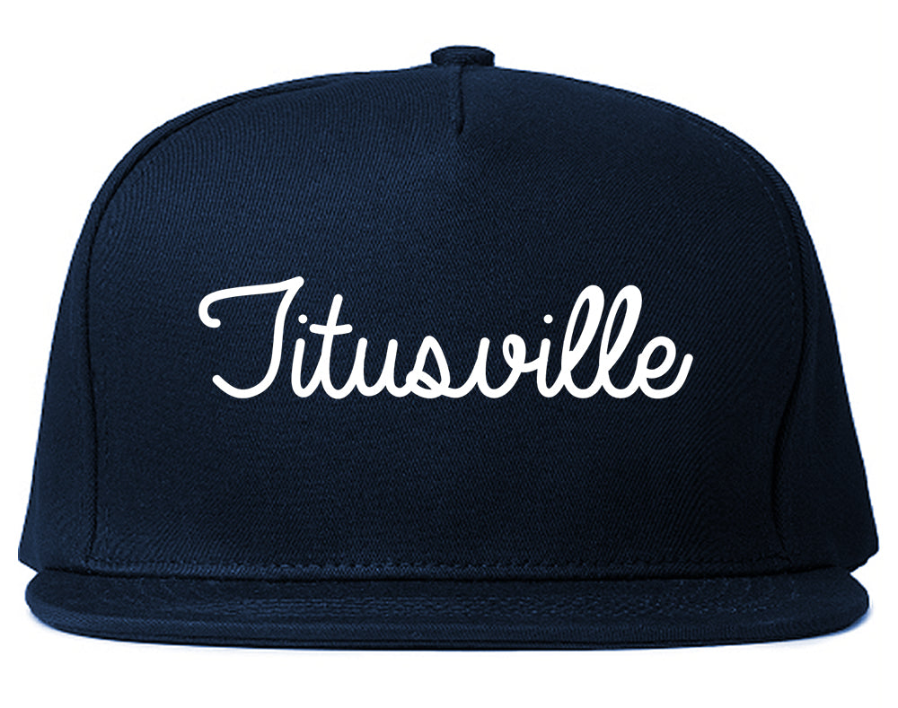 Titusville Florida FL Script Mens Snapback Hat Navy Blue
