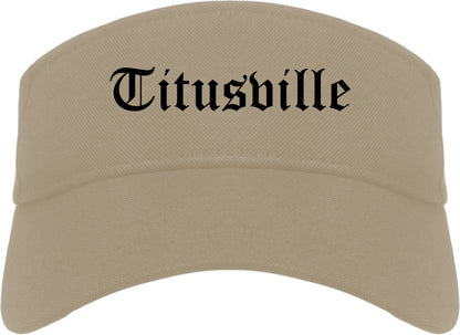 Titusville Florida FL Old English Mens Visor Cap Hat Khaki