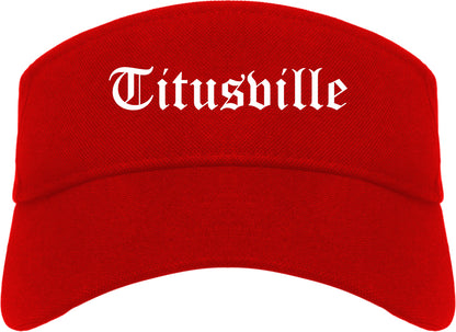 Titusville Florida FL Old English Mens Visor Cap Hat Red