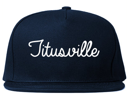 Titusville Pennsylvania PA Script Mens Snapback Hat Navy Blue