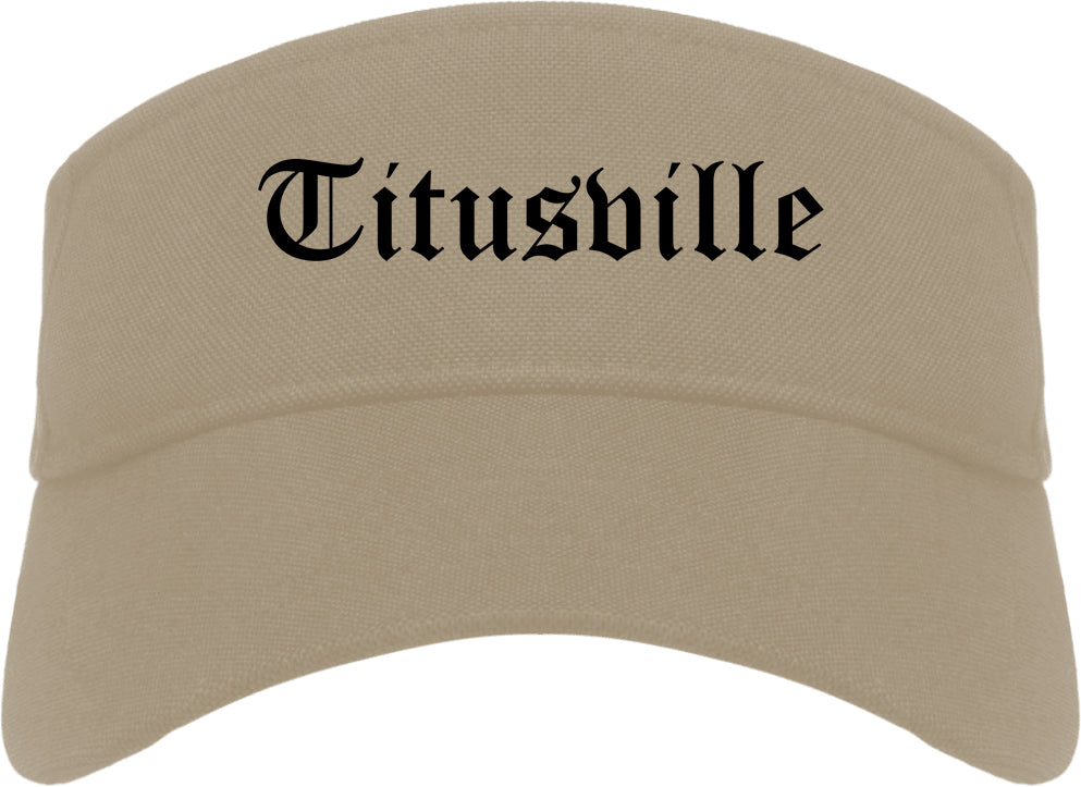 Titusville Pennsylvania PA Old English Mens Visor Cap Hat Khaki