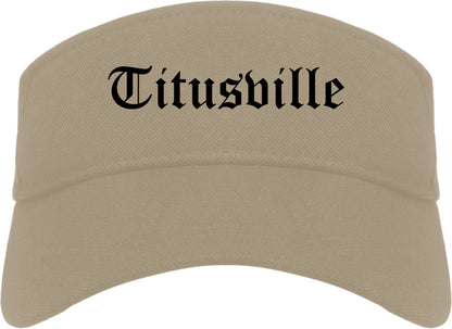 Titusville Pennsylvania PA Old English Mens Visor Cap Hat Khaki