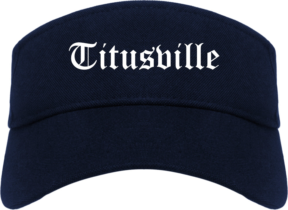 Titusville Pennsylvania PA Old English Mens Visor Cap Hat Navy Blue