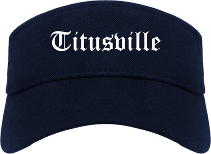 Titusville Pennsylvania PA Old English Mens Visor Cap Hat Navy Blue