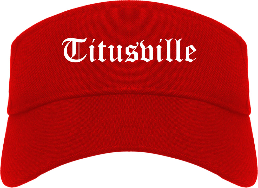 Titusville Pennsylvania PA Old English Mens Visor Cap Hat Red
